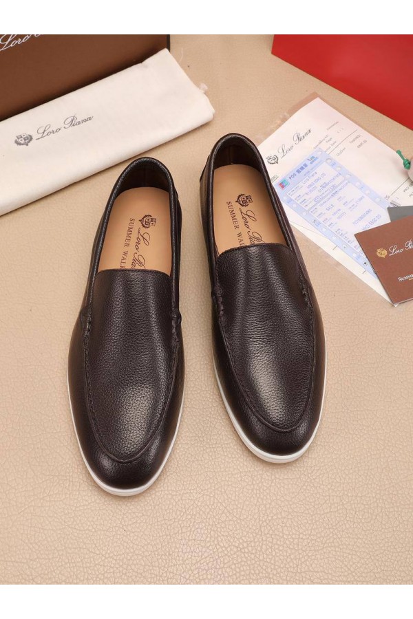 Мужские кожаные лоферы Loro Piana Summer Walk - Brown