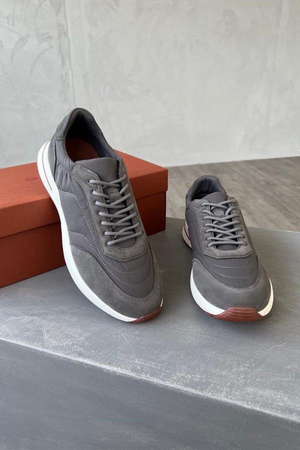 Замшевые кроссовки Loro Piana Week End Walk - Grey
