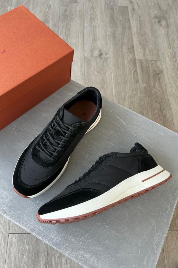 Замшевые кроссовки Loro Piana Week End Walk - Black