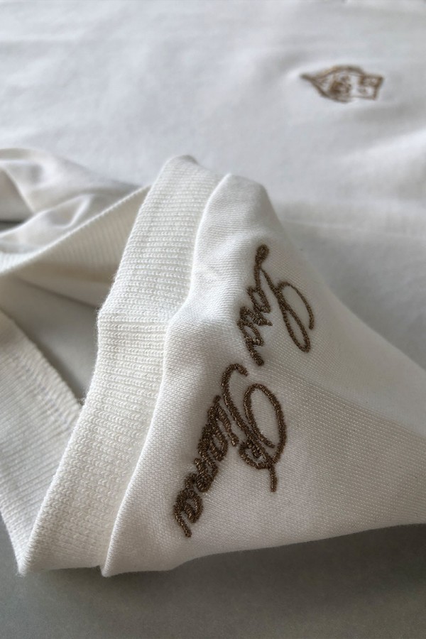 Белое мужское поло Loro Piana embroidered logo