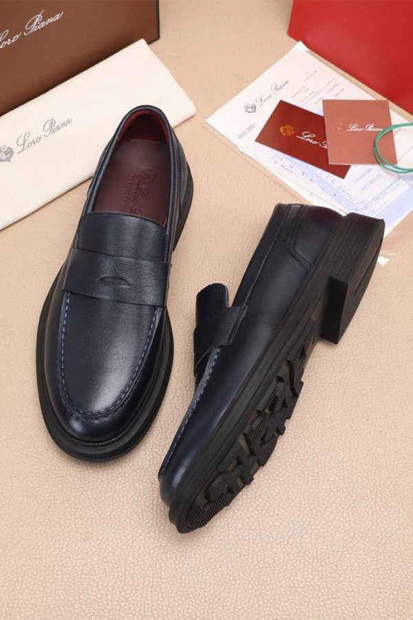 Кожаные лоферы Loro Piana Travis - Navy