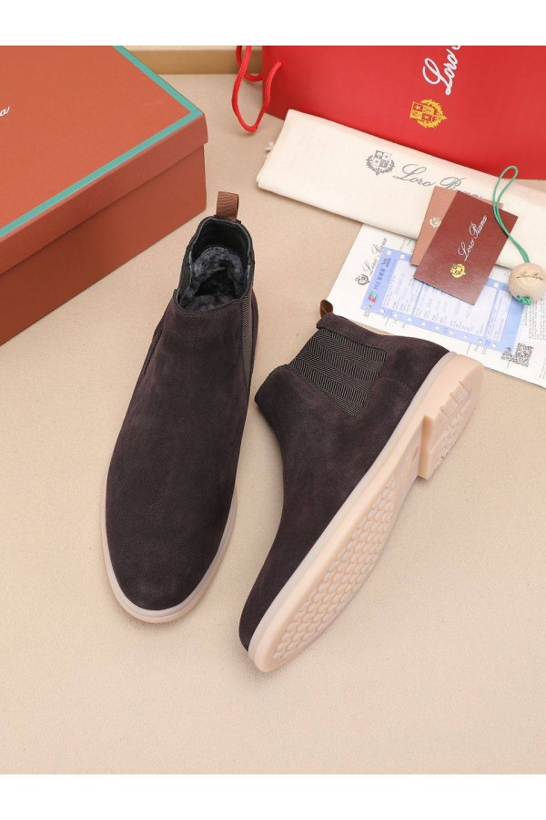 Замшевые ботинки с мехом Loro Piana