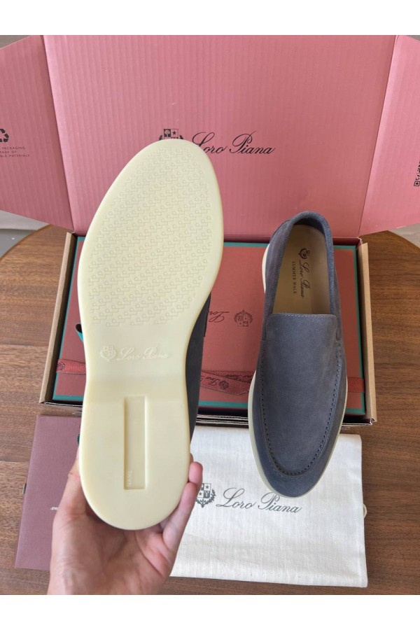 Замшевые лоферы Loro Piana Premium - Grey