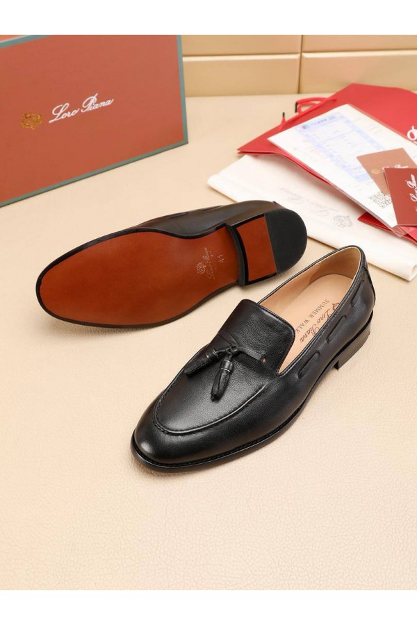 Кожаные лоферы Loro Piana tassel - Black