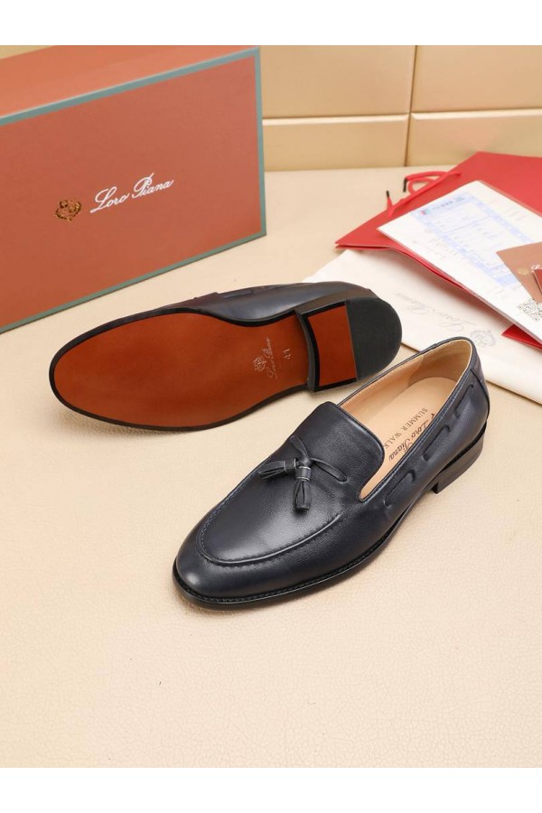 Кожаные лоферы Loro Piana tassel - Navy