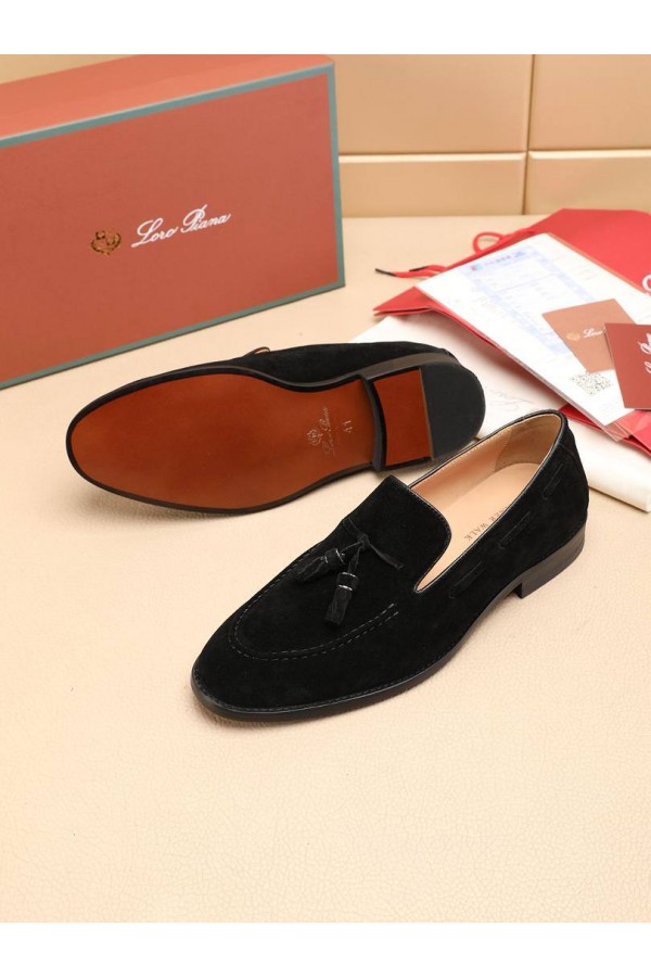 Замшевые лоферы Loro Piana tassel - Black
