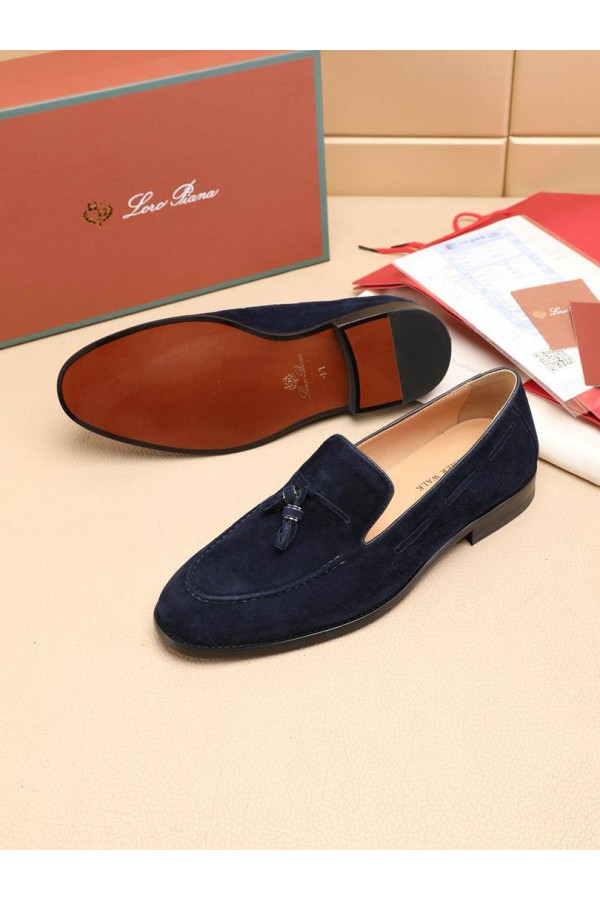 Замшевые лоферы Loro Piana tassel - Navy