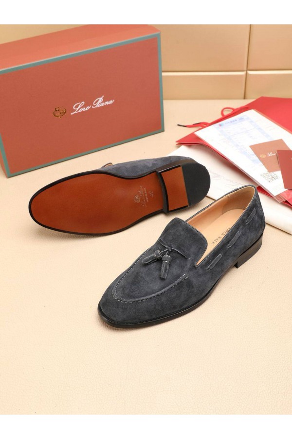 Замшевые лоферы Loro Piana tassel - Grey