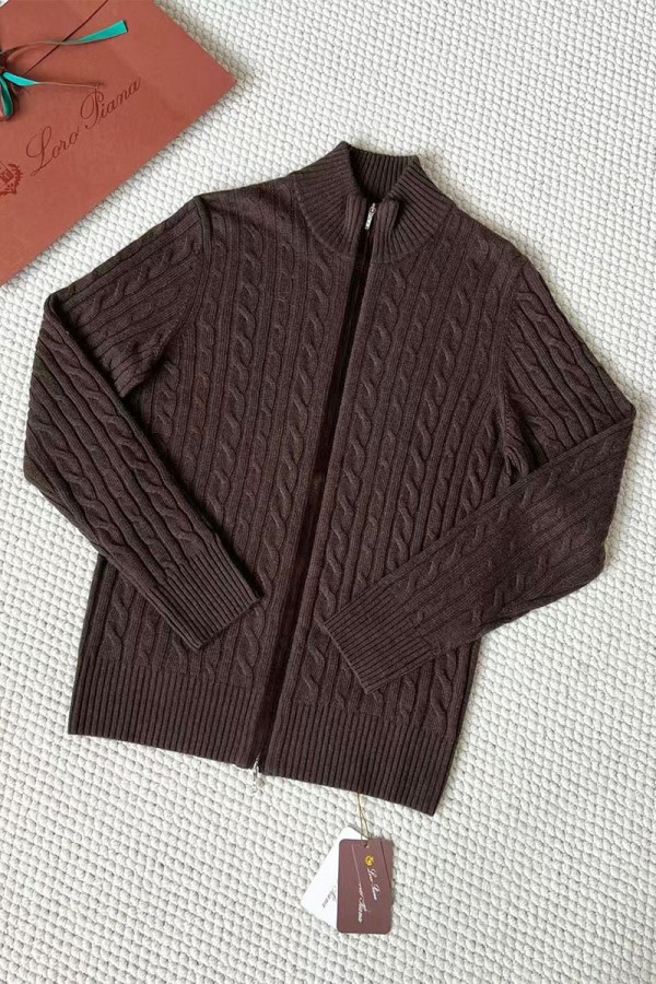 Кашемировый свитер Loro Piana Premium zip-up - Brown