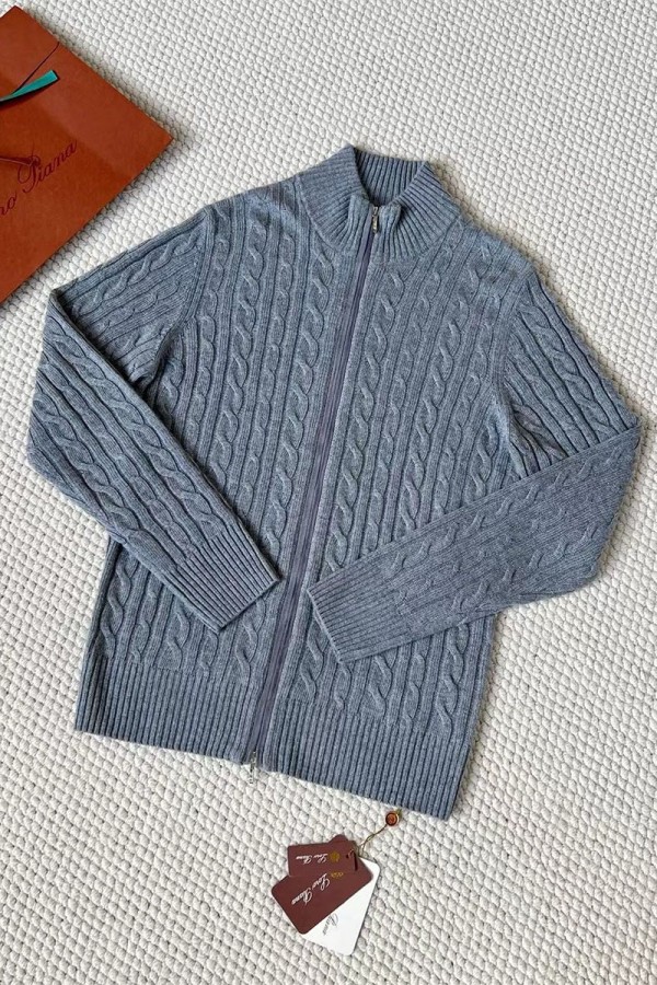 Кашемировый свитер Loro Piana Premium zip-up - Grey