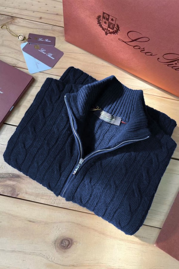 Кашемировый свитер Loro Piana Premium zip-neck - Navy