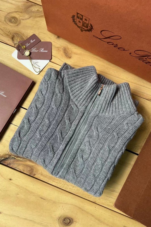 Кашемировый свитер Loro Piana Premium zip-neck - Grey