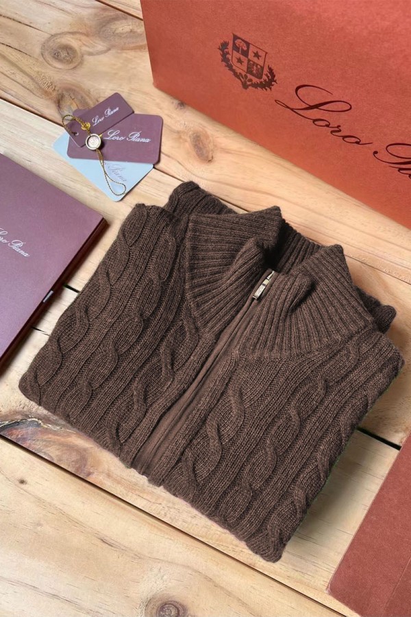 Кашемировый свитер Loro Piana Premium zip-neck - Brown