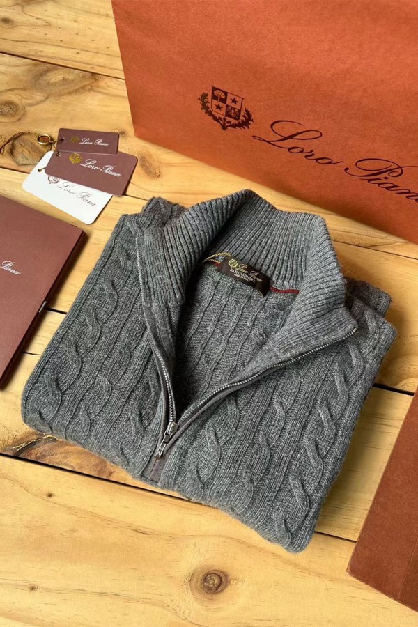 Кашемировый свитер Loro Piana Premium zip-neck - Dark Grey