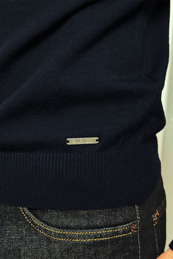 Тёмно-синий джемпер Loro Piana Zip Neck