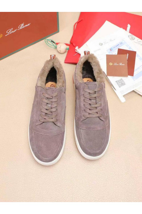 Кроссовки с мехом Loro Piana Newport Walk - Beige