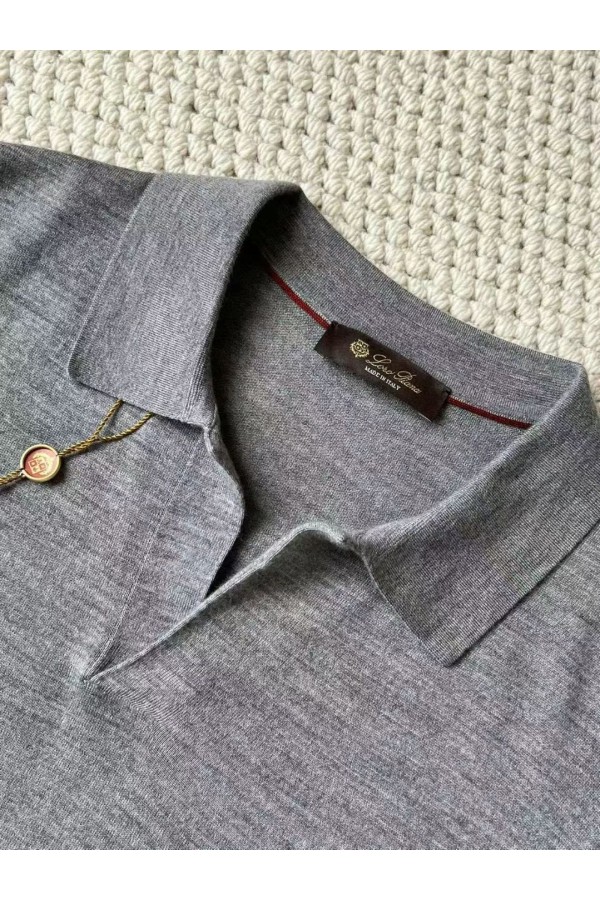 Поло с длинным рукавом Loro Piana Premium - Light Flower Gray