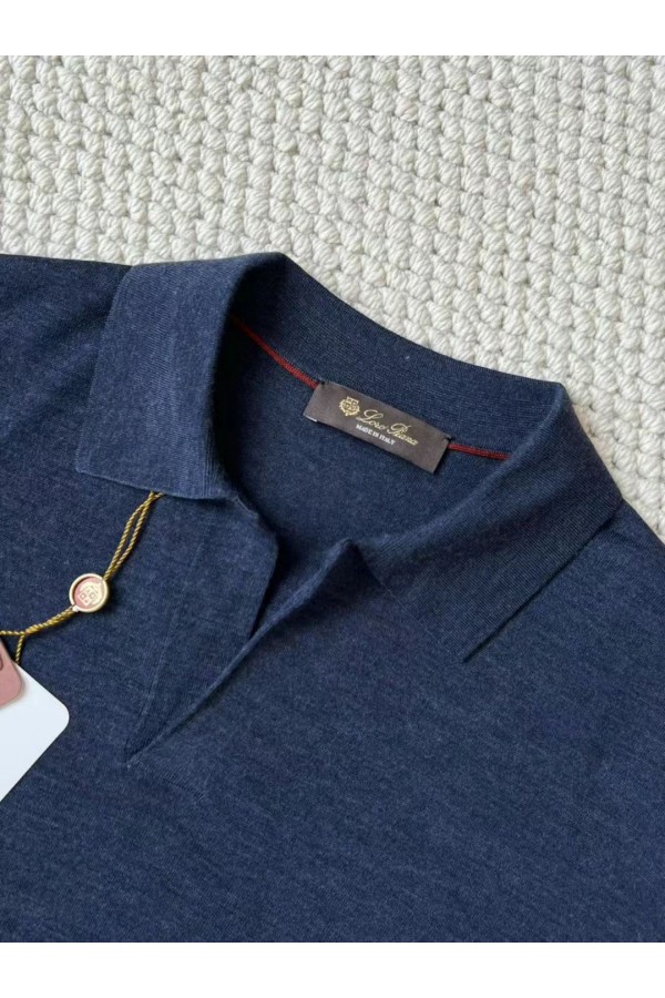 Поло с длинным рукавом Loro Piana Premium - Flower Hide Blue