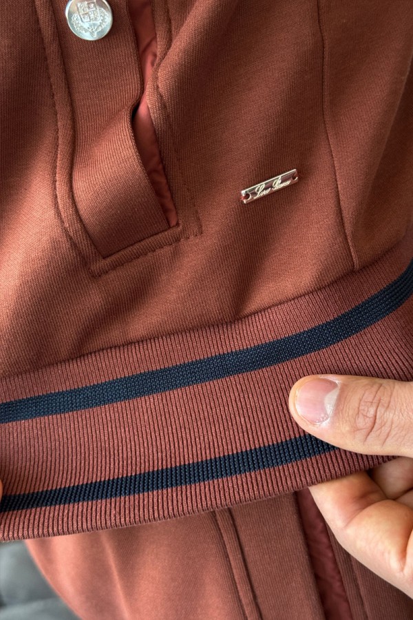 Мужская кофта на молнии Loro Piana monogram - Brown