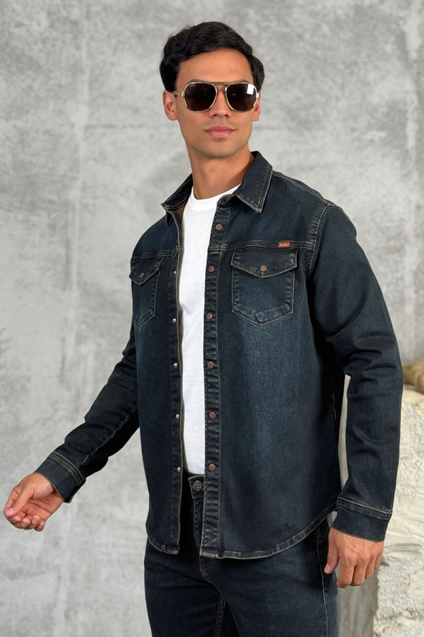 Джинсовая рубашка Loro Piana тёмно-синего цвета