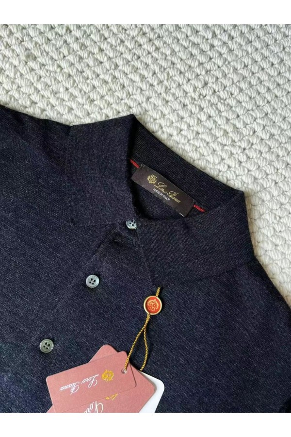 Поло с длинным рукавом Loro Piana Premium - Black Flower Gray