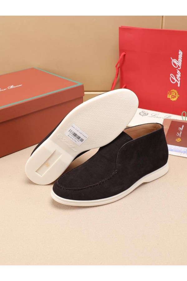 Замшевые лоферы с меховой стелькой Loro Piana Open Walk - Brown