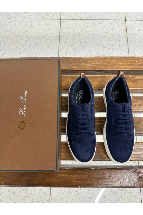 Мужские замшевые кроссовки Loro Piana Newport - Navy