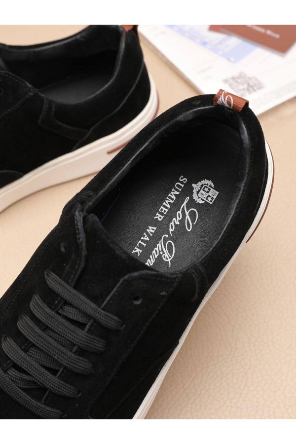 Мужские замшевые кроссовки Loro Piana Newport - Black