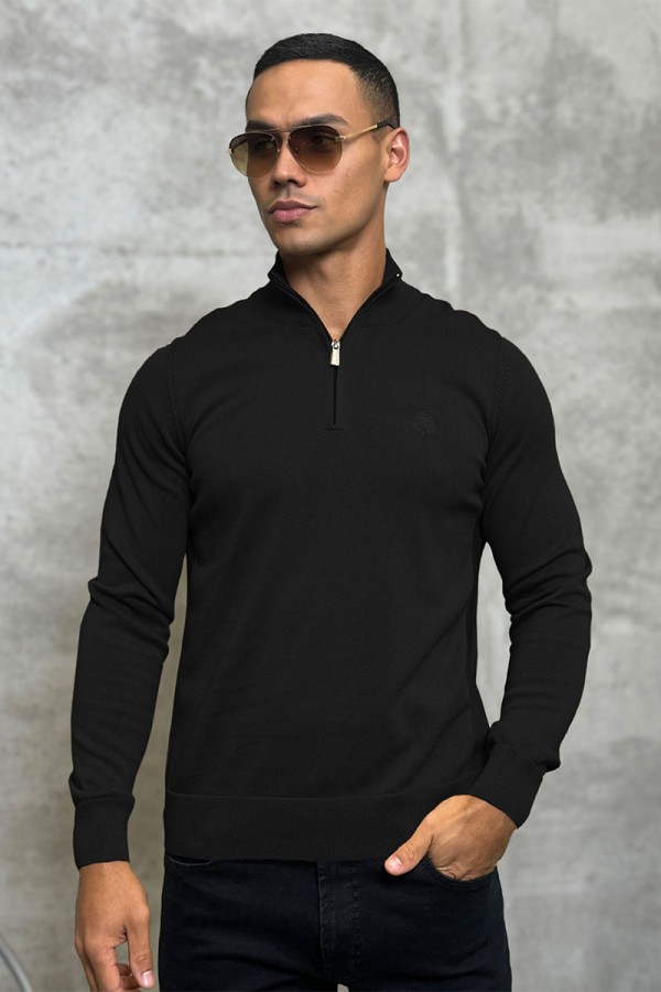 Мужская кофта Loro Piana zip neck - Black