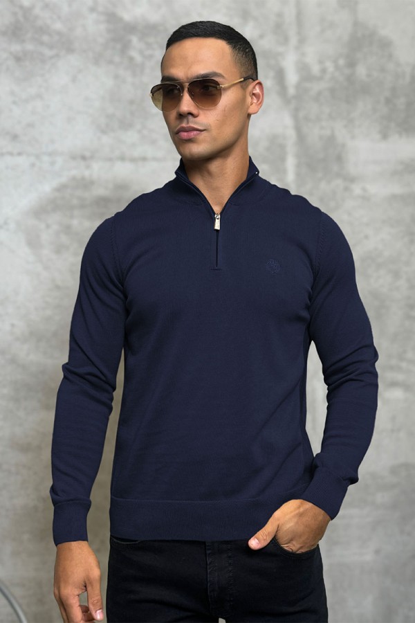 Мужская кофта Loro Piana zip neck - Navy