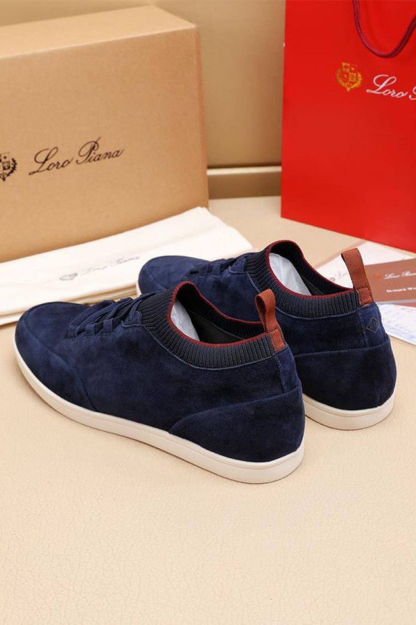 Замшевые кроссовки Loro Piana Soho Walk - Navy