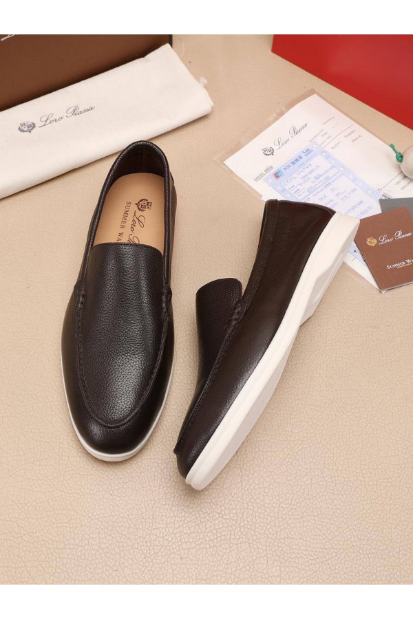 Мужские кожаные лоферы Loro Piana Summer Walk - Brown