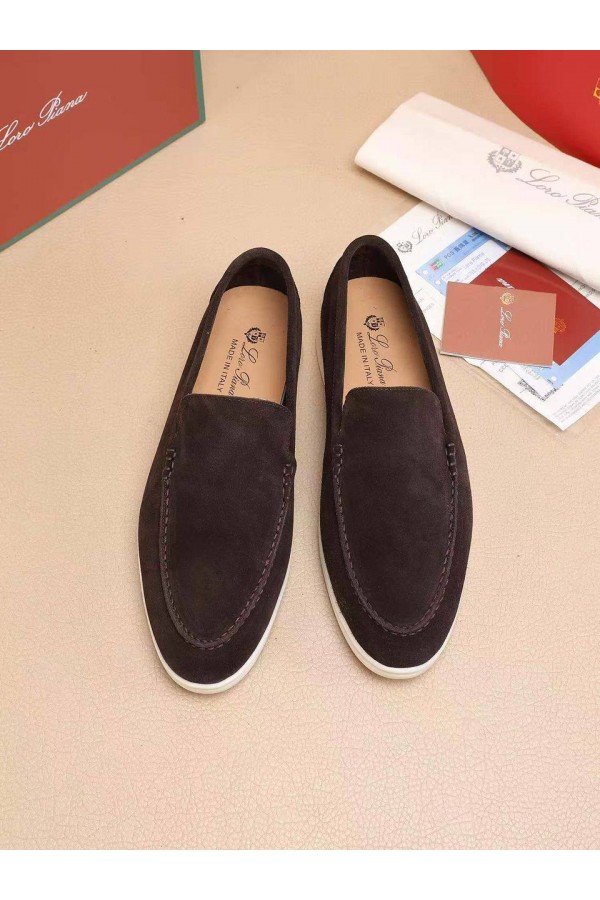 Мужские замшевые лоферы Loro Piana Summer Walk - Brown