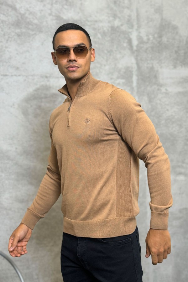 Мужская кофта Loro Piana zip neck - Brown
