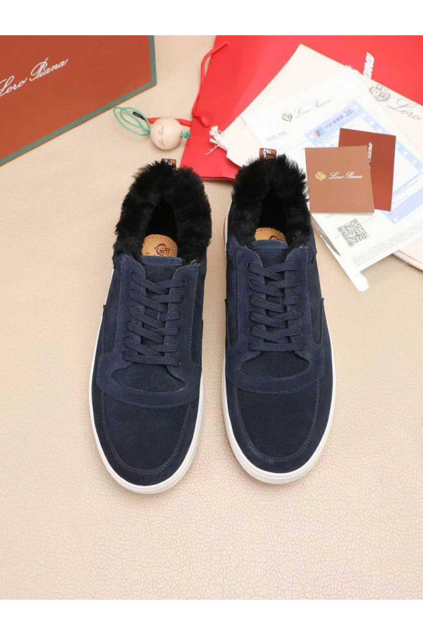 Кроссовки с мехом Loro Piana Newport Walk - Navy
