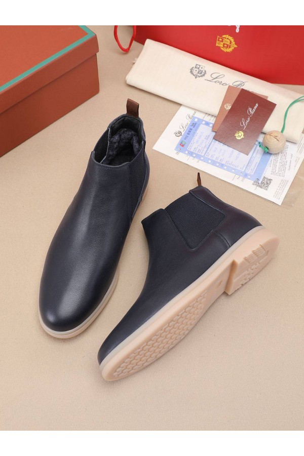 Кожаные ботинки с мехом Loro Piana