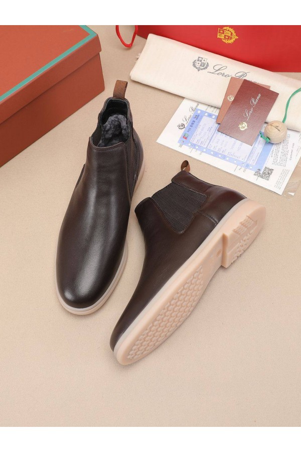 Кожаные ботинки с мехом Loro Piana