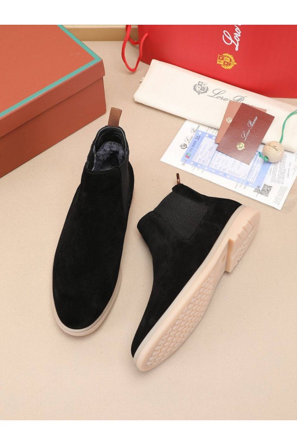 Замшевые ботинки с мехом Loro Piana