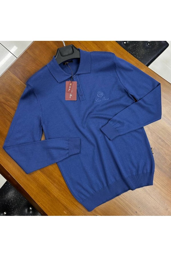 Поло с длинным рукавом Loro Piana цвета индиго