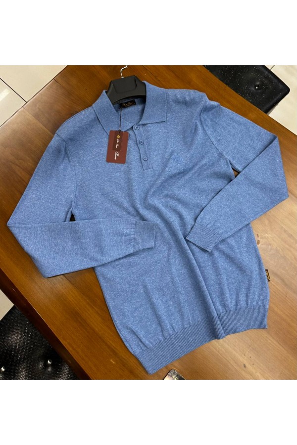 Поло с длинным рукавом Loro Piana голубого цвета