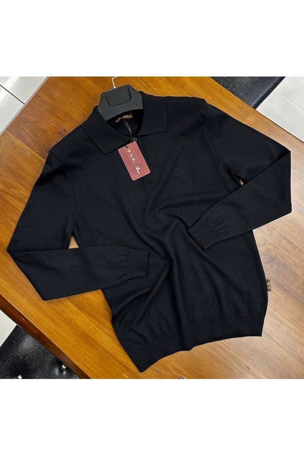 Поло с длинным рукавом Loro Piana чёрного цвета