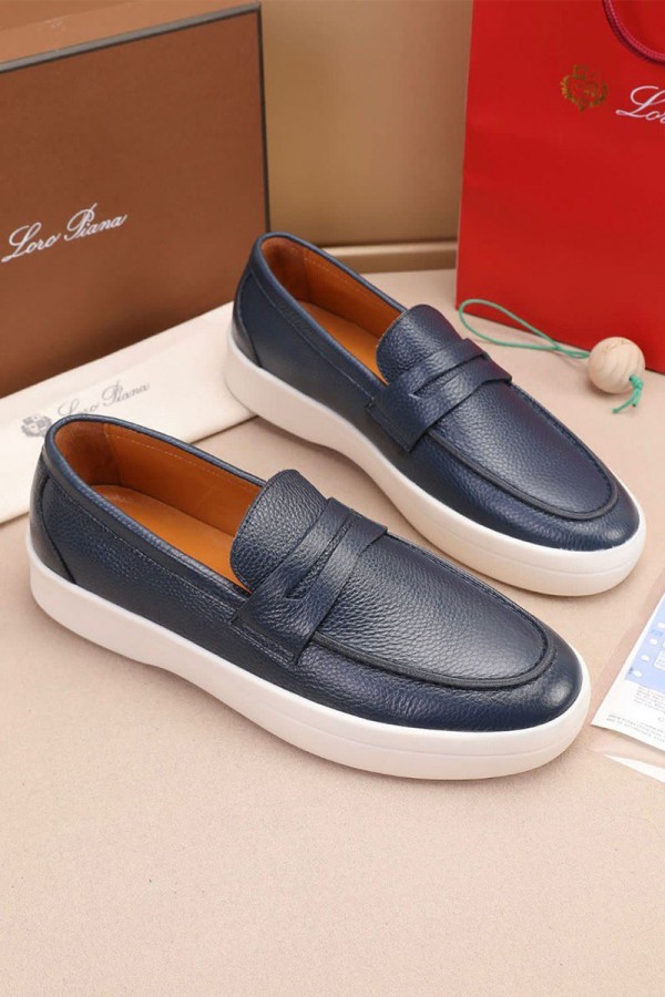 Кожаные лоферы Loro Piana Summer Walk - Navy
