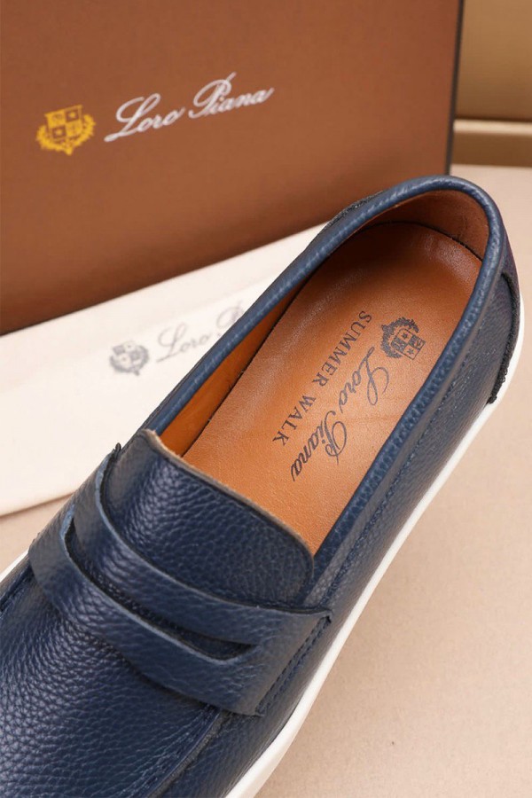 Кожаные лоферы Loro Piana Summer Walk - Navy