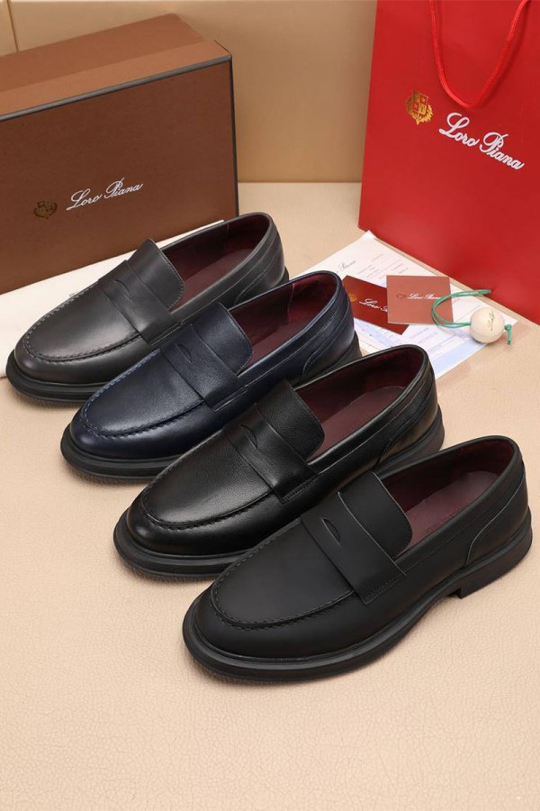 Кожаные лоферы Loro Piana Travis - Navy