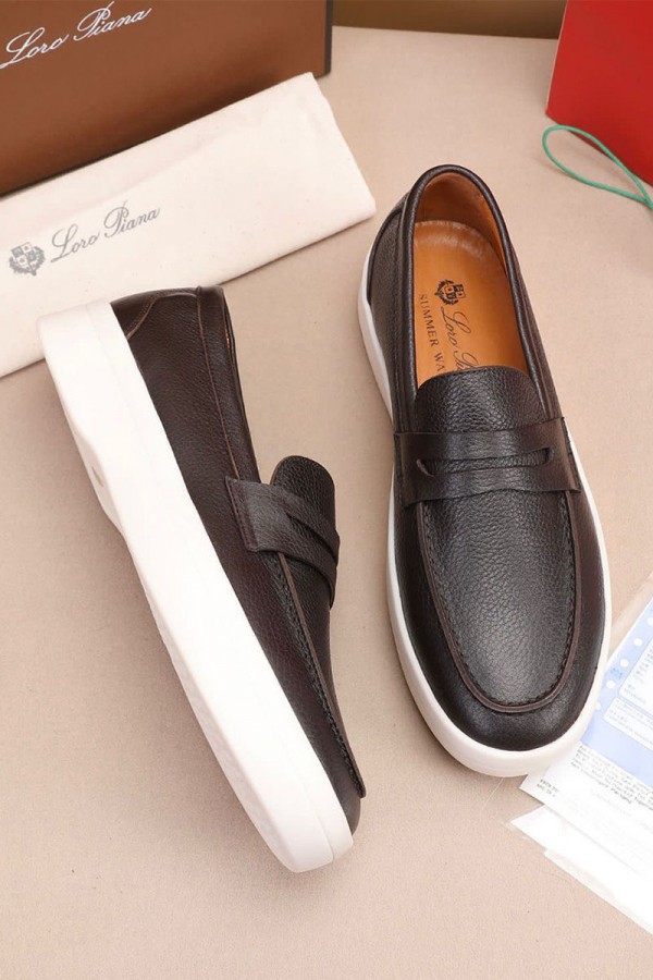 Кожаные лоферы Loro Piana Summer Walk - Brown