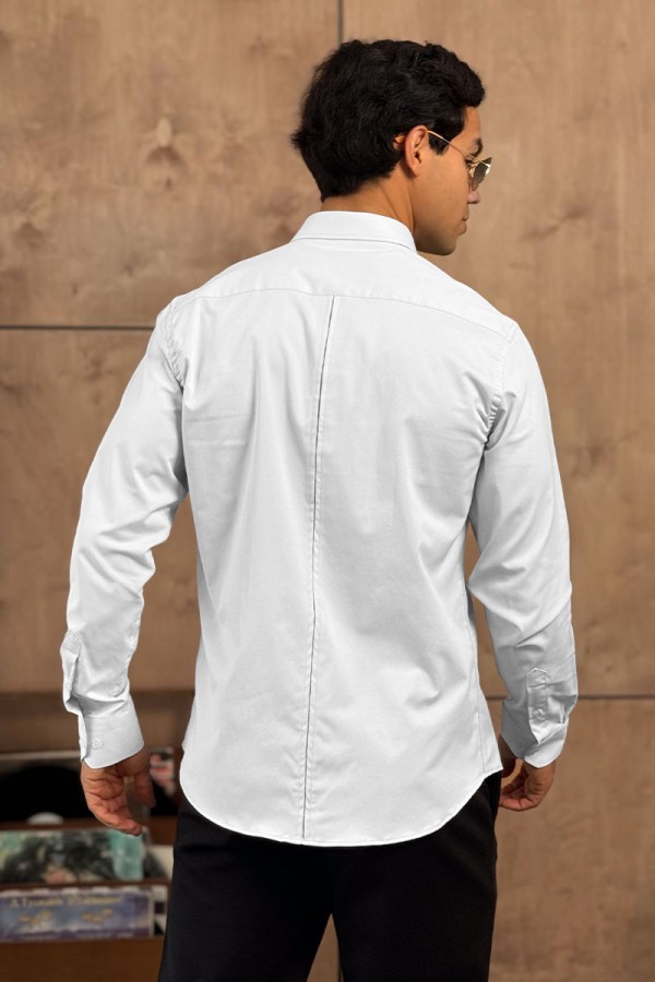 Мужская белая рубашка Loro Piana logo-embroidered