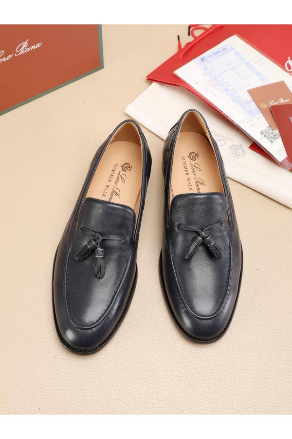 Кожаные лоферы Loro Piana tassel - Navy