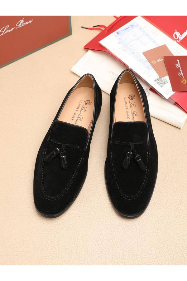 Замшевые лоферы Loro Piana tassel - Black
