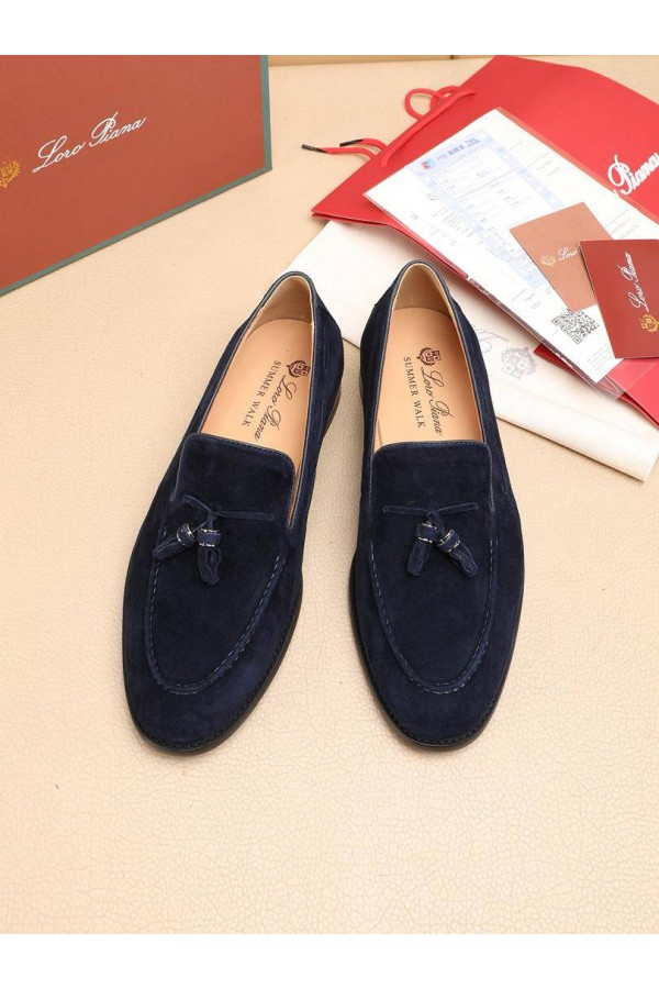 Замшевые лоферы Loro Piana tassel - Navy