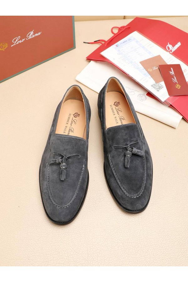 Замшевые лоферы Loro Piana tassel - Grey